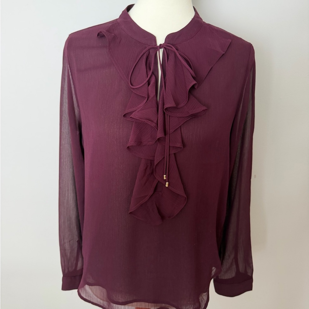 Tommy Hilfiger Plum Ruffle Blouse